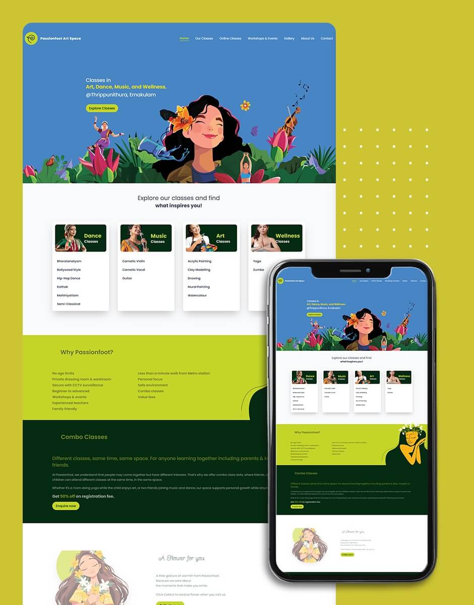 Passionfoot Art Space - web design